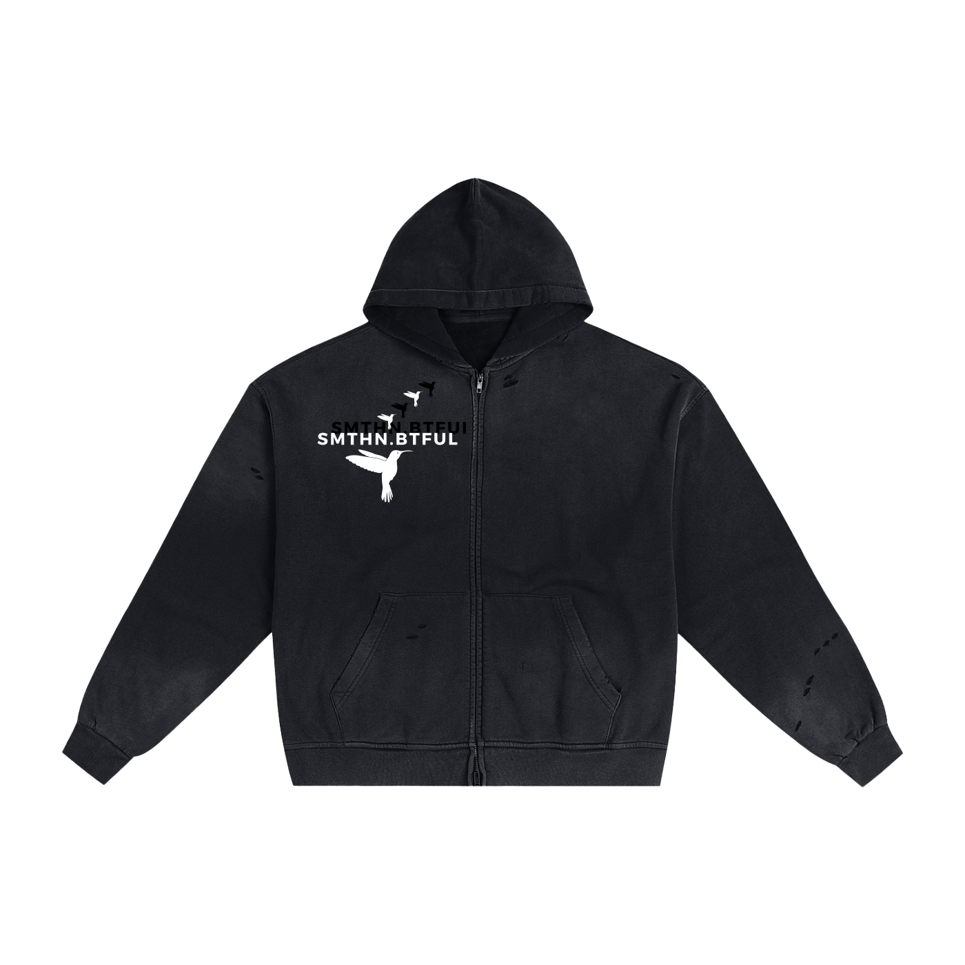 Hand-Frayed Sunfade Zip Hoodie